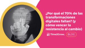 Equipo empresarial enfrentando resistencia al cambio tecnológico durante una transformación digital con estrategias de change management